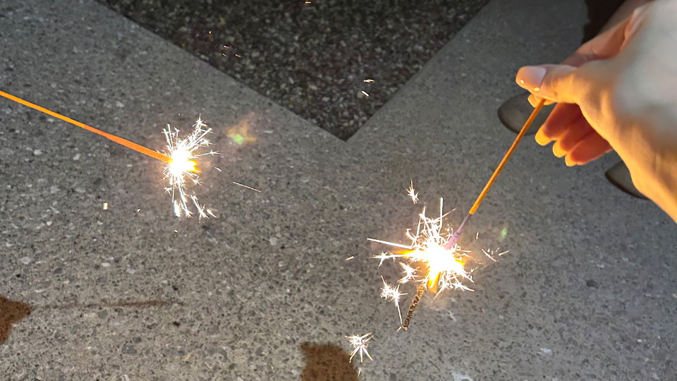 兄家族と手持ち花火🎇母、お嫁ちゃん、私と3人で線香花火✨